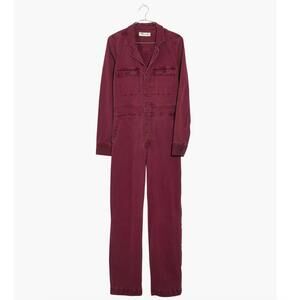 MADEWELL  Wms SZ 8 Garment-Dyed Denim Slim Coverall Jumpsuit Dusty Burgundy
